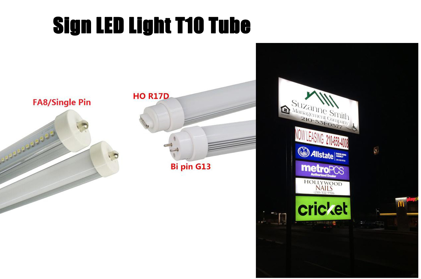 Sign LED light T10 Tube